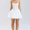 Rosaria White Cotton Corset Mini Dress