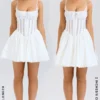 Rosaria White Cotton Corset Mini Dress