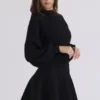 Rosina Black Wool & Cashmere Mini Skirt