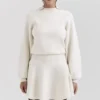 Rosina Cream Wool Cashmere Flounce Mini Skirt