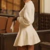 Rosina Cream Wool Cashmere Flounce Mini Skirt