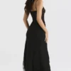 Ruby Black Satin Lace Trim Midi Skirt