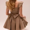 Saasha Gold Jacquard Mini Dress