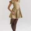 Saasha Gold Jacquard Mini Dress