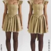 Saasha Gold Jacquard Mini Dress