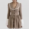 Sable Brown Puppytooth Check Mini Dress