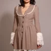 Sable Brown Puppytooth Check Mini Dress