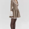 Sable Brown Puppytooth Check Mini Dress