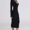 Sabra Black Long Sleeve Midi Dress