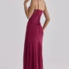 Sabrine Wine Lace Trim Maxi Dress + Corset