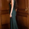 Sacha Forest Green Georgette Panelled Maxi Dress