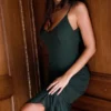 Sacha Forest Green Georgette Panelled Maxi Dress