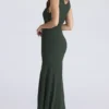 Sacha Forest Green Georgette Panelled Maxi Dress