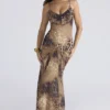 Sacha Leopard Print Georgette Panelled Maxi Dress – Limited Edition