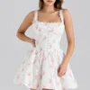 Sade Rose Print Stretch Cotton Mini Dress