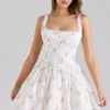 Sade Rose Print Stretch Cotton Mini Dress