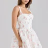 Sade Rose Print Stretch Cotton Mini Dress