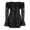 Sadie Black Floral Lace Off Shoulder Mini Dress