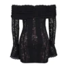 Sadie Black Floral Lace Off Shoulder Mini Dress