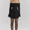 Sadie Black Floral Lace Off Shoulder Mini Dress