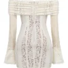 Sadie Vintage Cream Floral Lace Off Shoulder Mini Dress