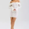 Sadie Vintage Cream Floral Lace Off Shoulder Mini Dress