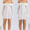 Sadie Vintage Cream Floral Lace Off Shoulder Mini Dress