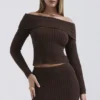 Saffron Chocolate Soft Boucle Knit Top