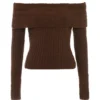 Saffron Chocolate Soft Boucle Knit Top