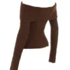 Saffron Chocolate Soft Boucle Knit Top