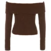 Saffron Chocolate Soft Boucle Knit Top