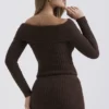 Saffron Chocolate Soft Boucle Knit Top