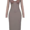 Safran Mocha Corset Midi Dress