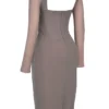 Safran Mocha Corset Midi Dress