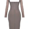 Safran Mocha Corset Midi Dress