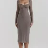Safran Mocha Corset Midi Dress