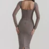 Safran Mocha Corset Midi Dress