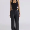 Sahar Black Sculpting Halter Neck Corset Top