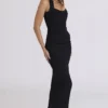 Sahar Black Scuplting Halter Neck Maxi Dress