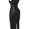 Sahara Black Vegan Leather Maxi Dress