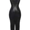 Sahara Black Vegan Leather Maxi Dress