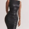 Sahara Black Vegan Leather Maxi Dress