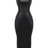 Sahara Black Vegan Leather Maxi Dress