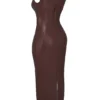 Sahara Cocoa Vegan Leather Maxi Dress