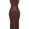 Sahara Cocoa Vegan Leather Maxi Dress