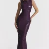 Sahara Merlot Vegan Leather Maxi Dress