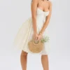 Saige Vintage Cream Floral Strapless Mini Dress