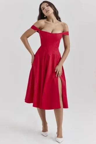 Saira Scarlet Midi Sundress