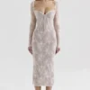 Saisha Ivory Lace Long Sleeve Midi Dress
