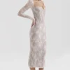 Saisha Ivory Lace Long Sleeve Midi Dress
